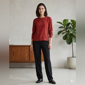 Vtg Paul Alexander Women’s 12 100% Silk Sleeve Red Black Print Blouse Top L